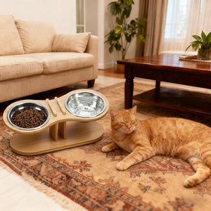 The Ultimate Feeding Solution for Your Pet: Adjustable Tilted Pet Stand With A Feeding Bowl