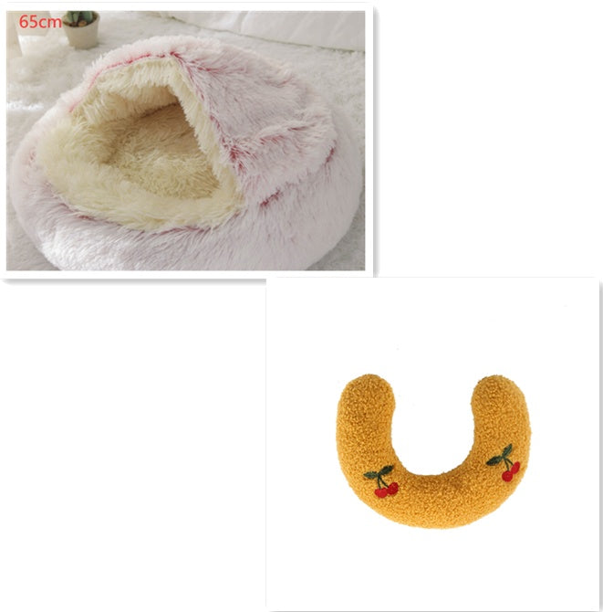 Pet Winter Round Plush Warm Bed