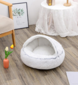Pet Winter Round Plush Warm Bed