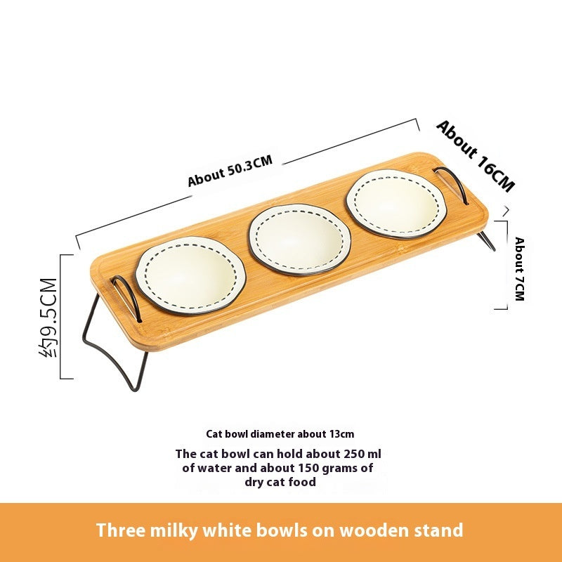 Multi-functional Ceramic Pet Wooden Rack