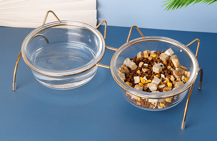 Pet Feeder With Metal Bowl Rack