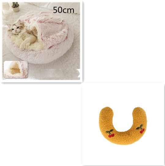 Pet Winter Round Plush Warm Bed