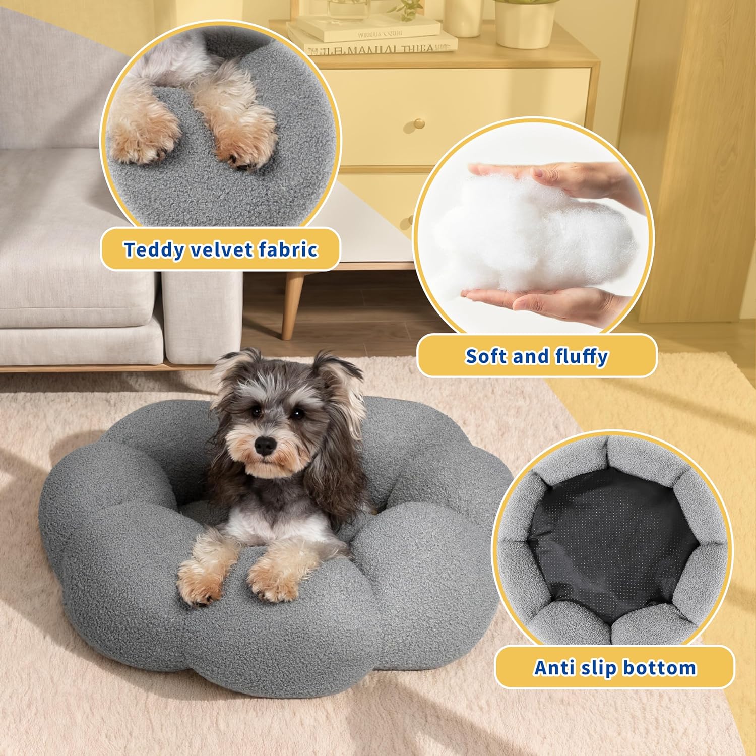 Calming Fluffy Flower Donut Pet Bed
