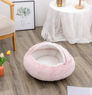 Pet Winter Round Plush Warm Bed