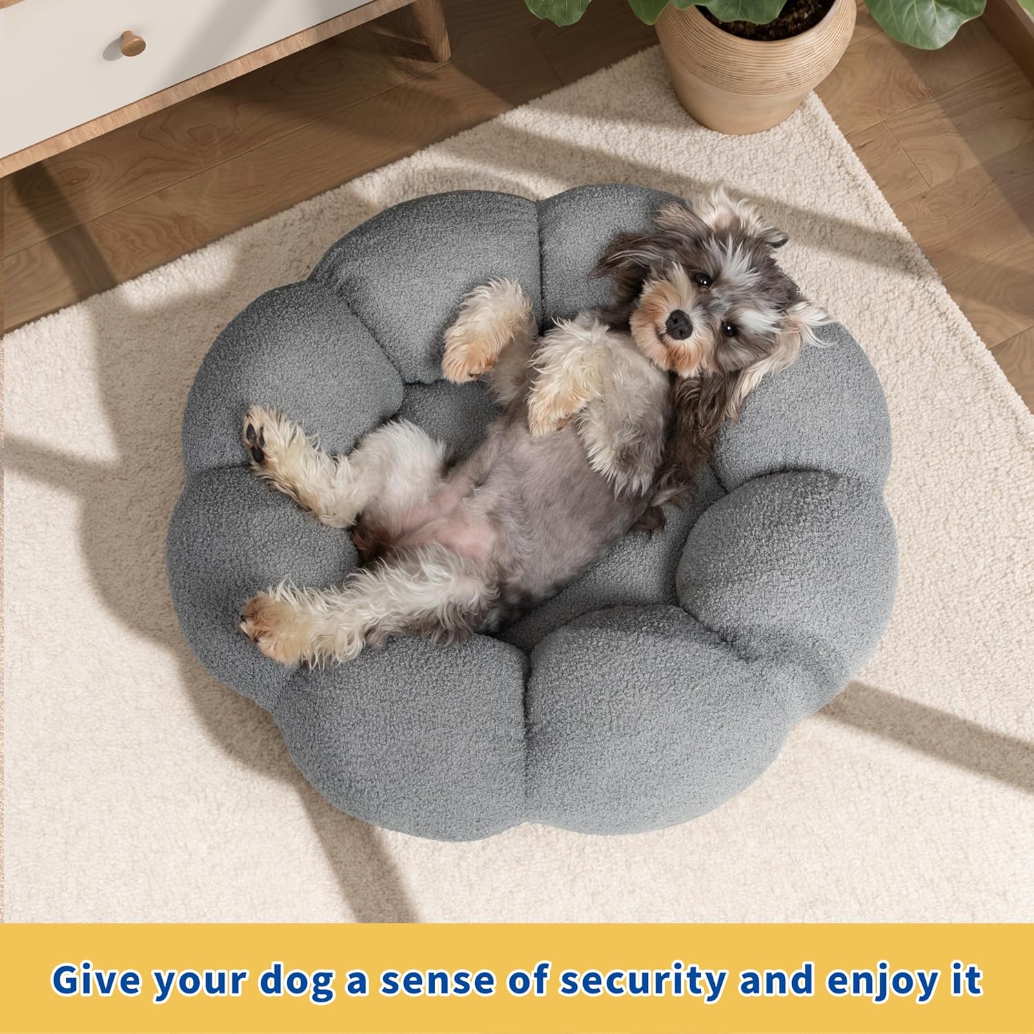 Calming Fluffy Flower Donut Pet Bed