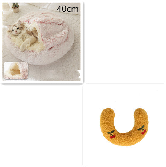 Pet Winter Round Plush Warm Bed