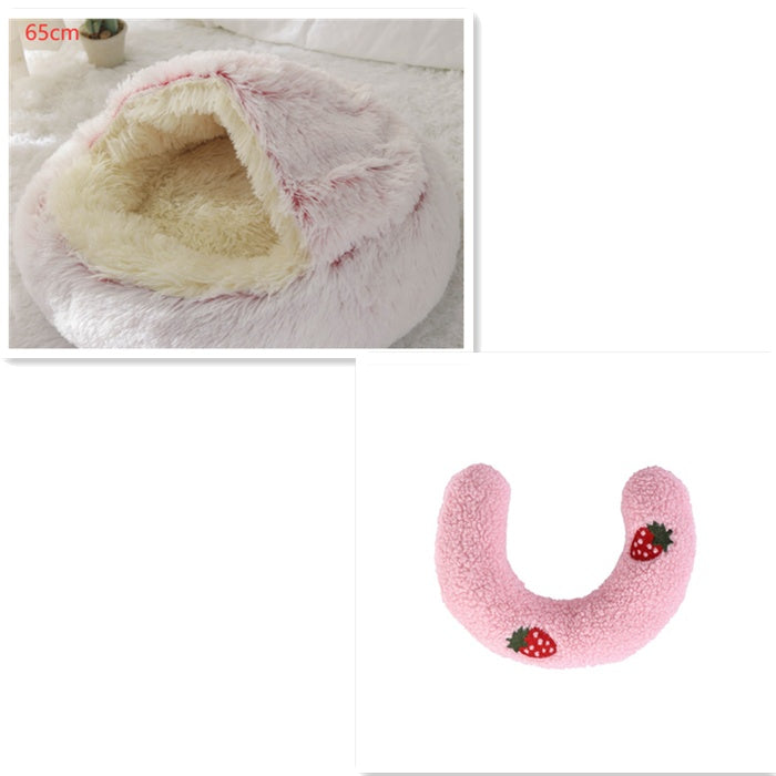 Pet Winter Round Plush Warm Bed