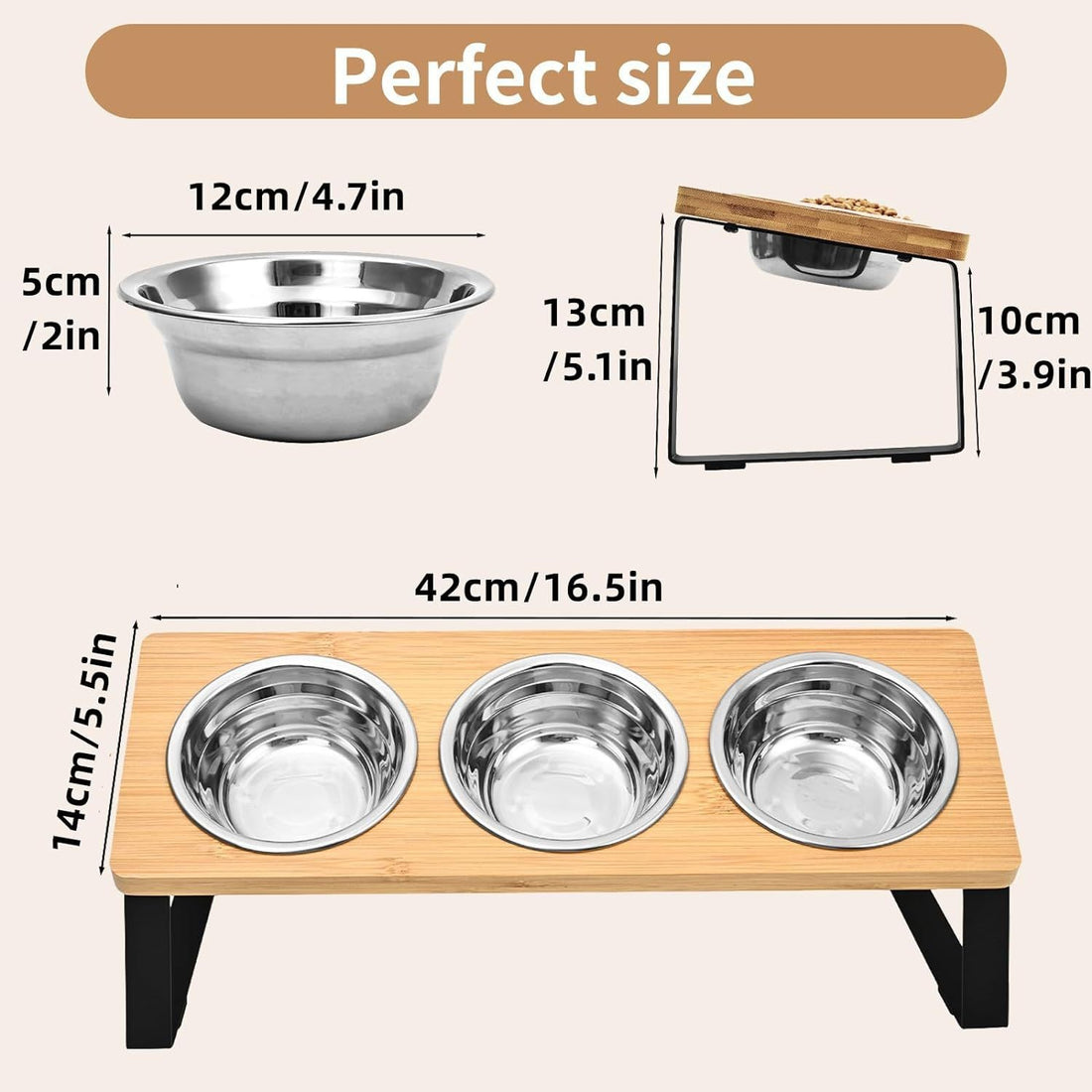 Log Pet Feeding Iron Wood Combined Bowl Rack