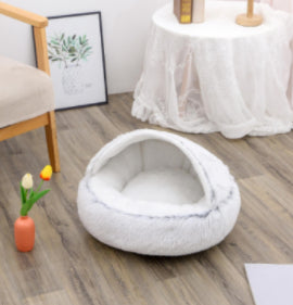 Pet Winter Round Plush Warm Bed