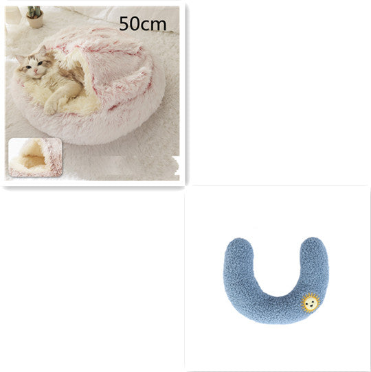 Pet Winter Round Plush Warm Bed