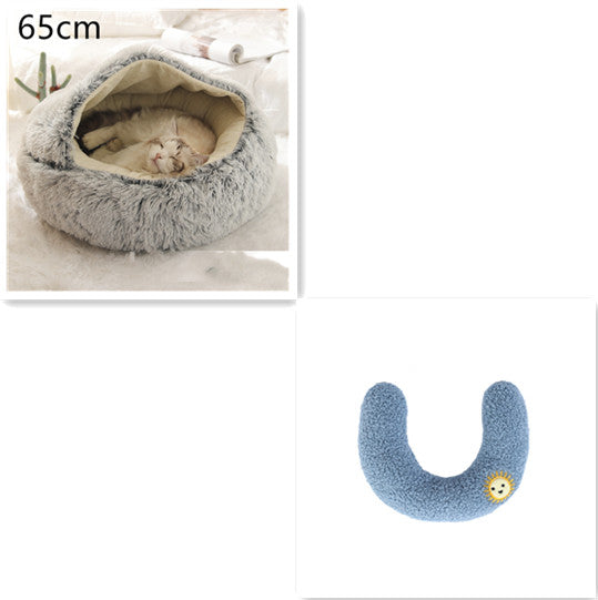 Pet Winter Round Plush Warm Bed