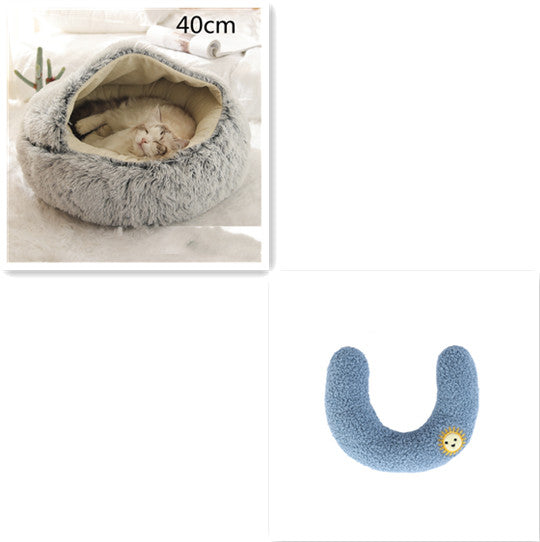 Pet Winter Round Plush Warm Bed