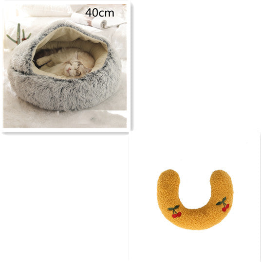 Pet Winter Round Plush Warm Bed