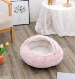 Pet Winter Round Plush Warm Bed