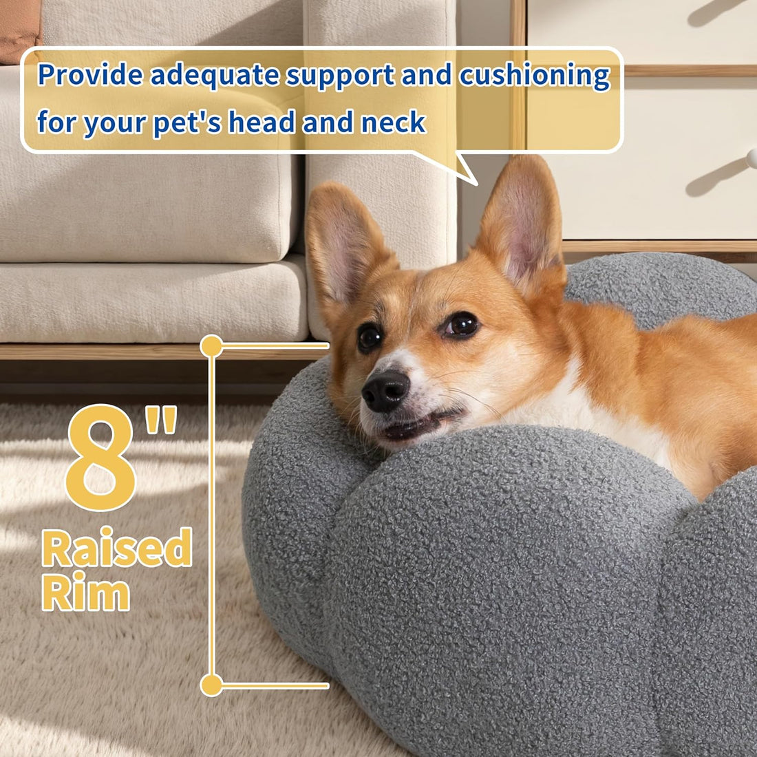 Calming Fluffy Flower Donut Pet Bed